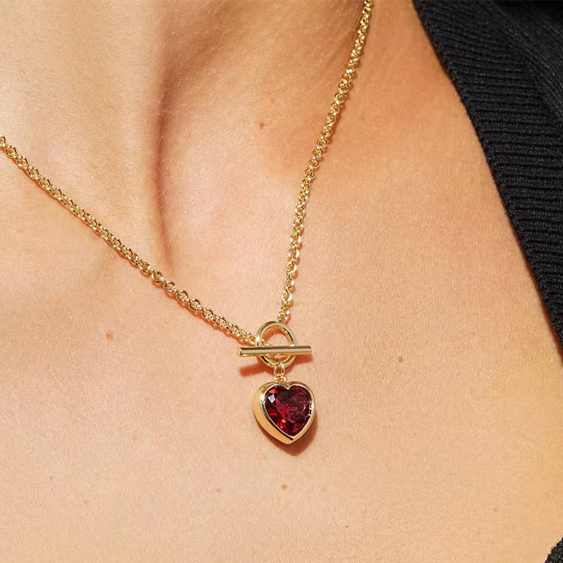 Heart Gemstone OT Clasp Necklace