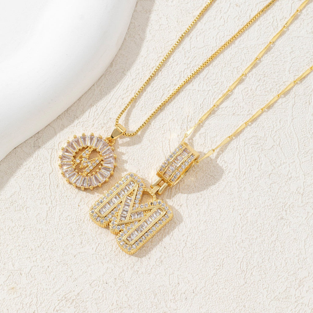 Iced-Out Initial Pendant Necklace