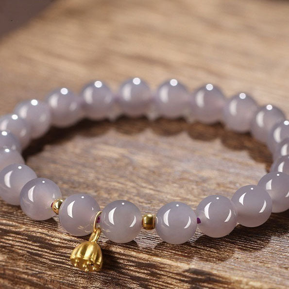 Lotus pod ? Natural Violet Emerald Jade Stone Bracelet
