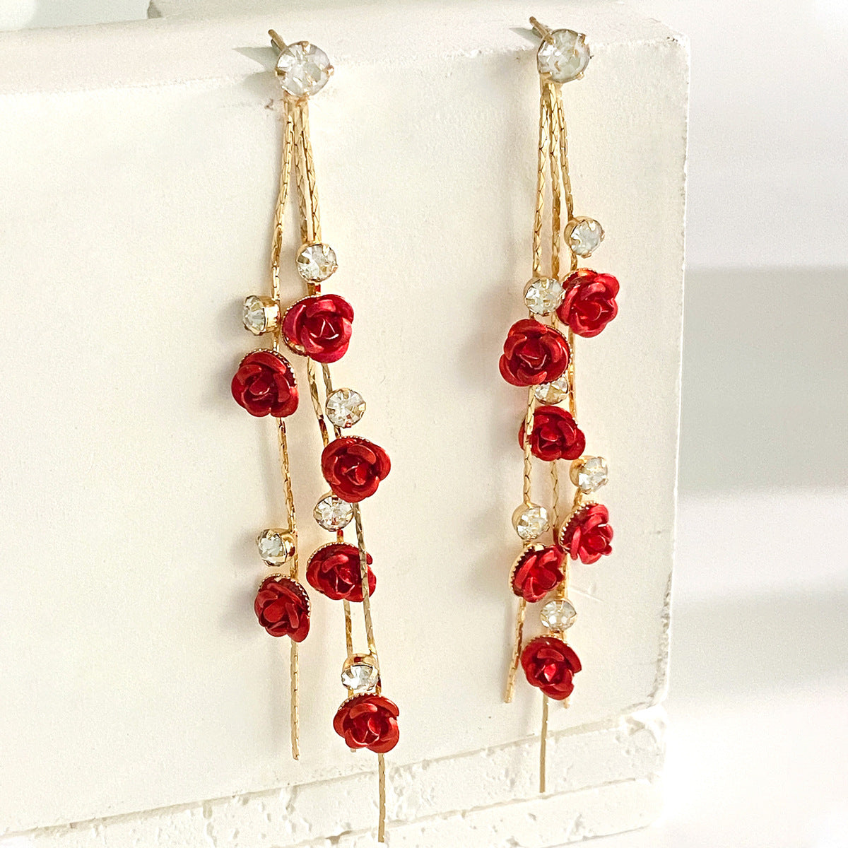 Floral Tassel Stud Earrings