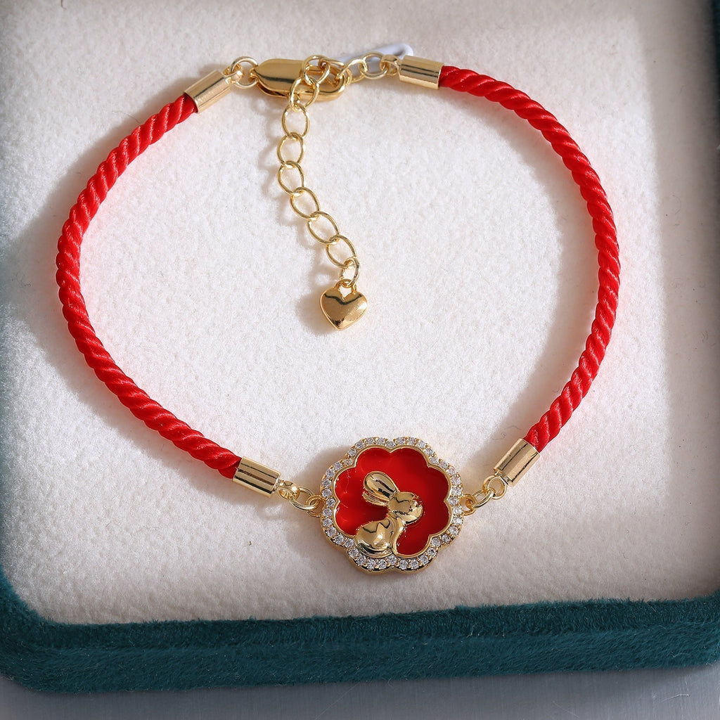 Happy Rabbit Red String Bracelet