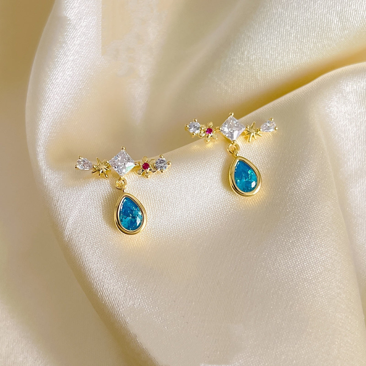 Starlit Teardrop Pendant Earrings