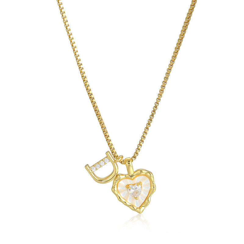 Personalized Pearl Heart Initial Necklace