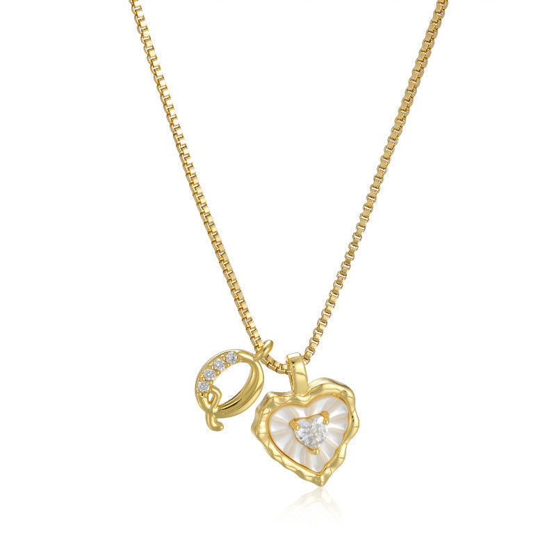 Personalized Pearl Heart Initial Necklace