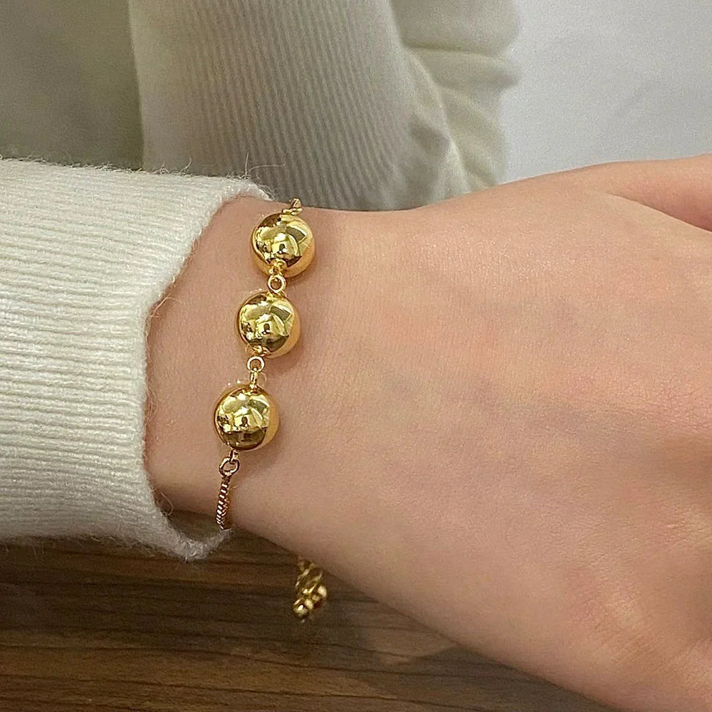 Round Bead Necklace & Bracelet & Earrings