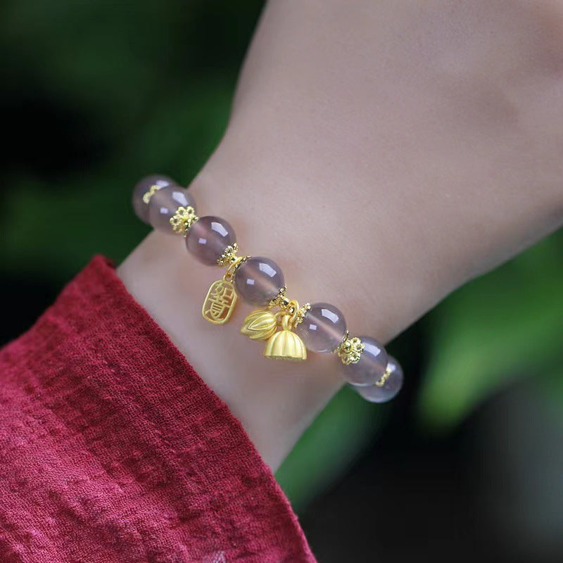 Lotus ? Gray Agate Bracelet