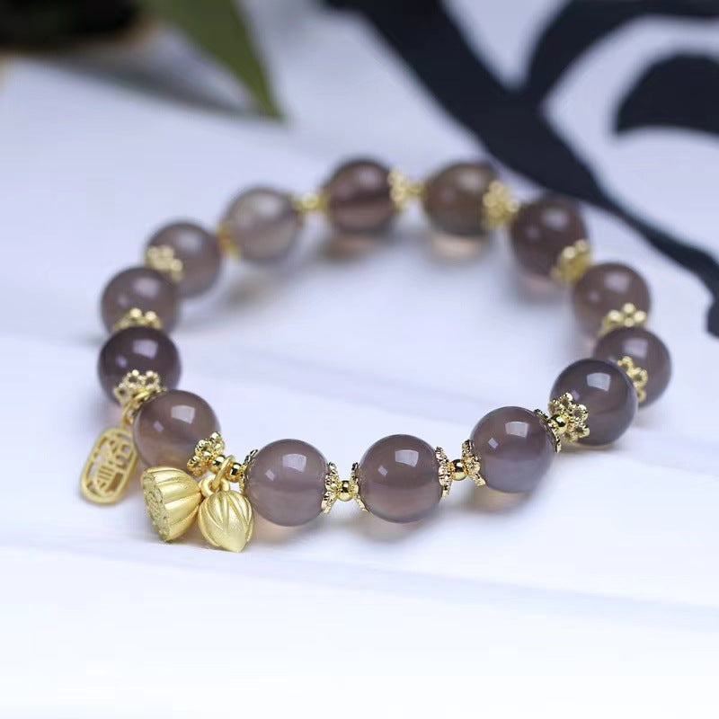 Lotus ? Gray Agate Bracelet
