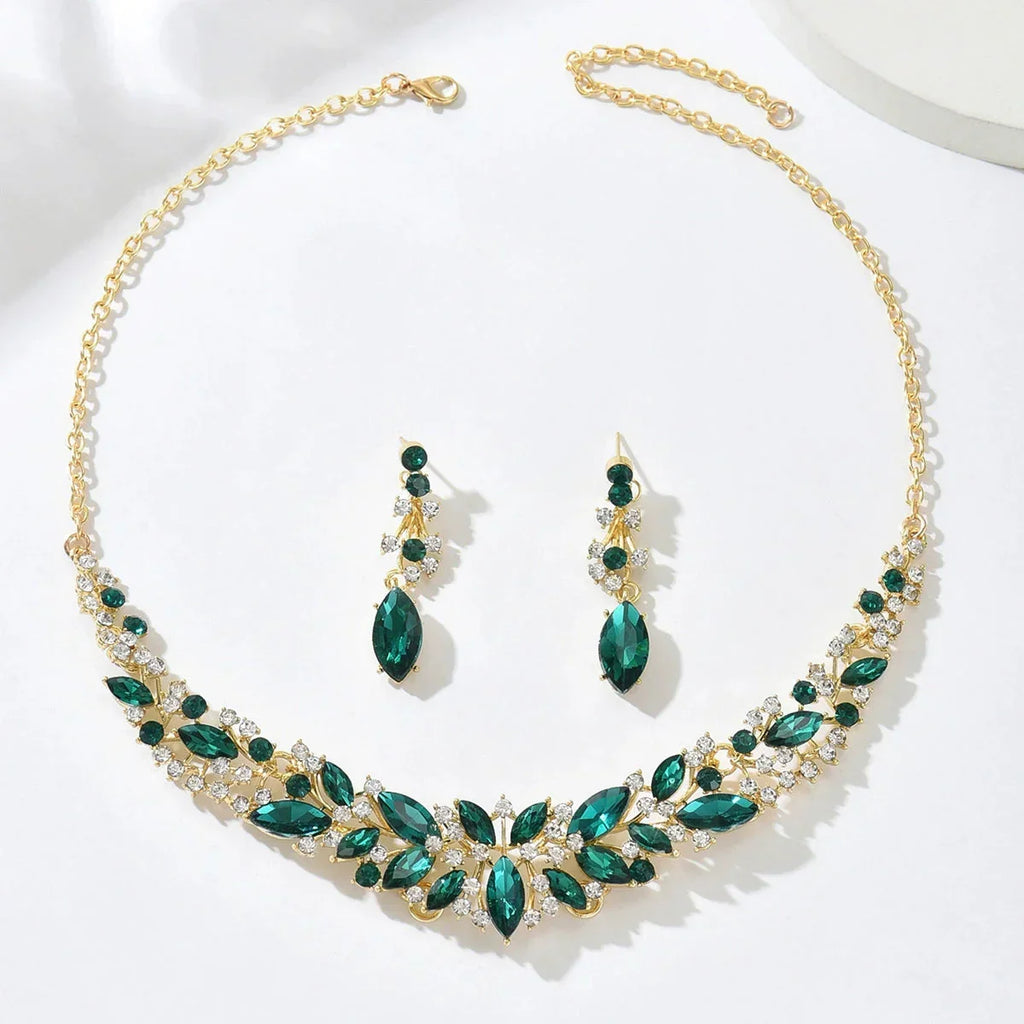 Vintage Crystal Necklace Earring Set