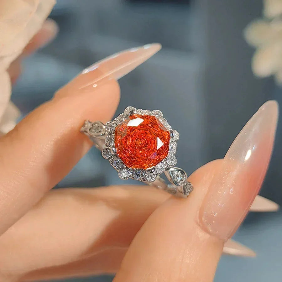 Light luxury rose cut diamond ring