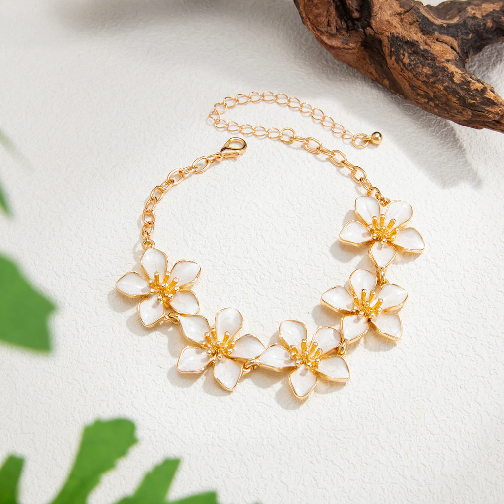 Bohemian Multi-Layer Enamel &amp; Natural Charm Anklet