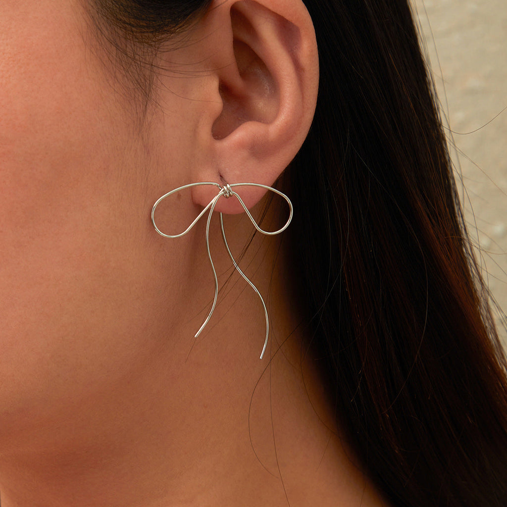 Minimalist Bow Tassel Earrings