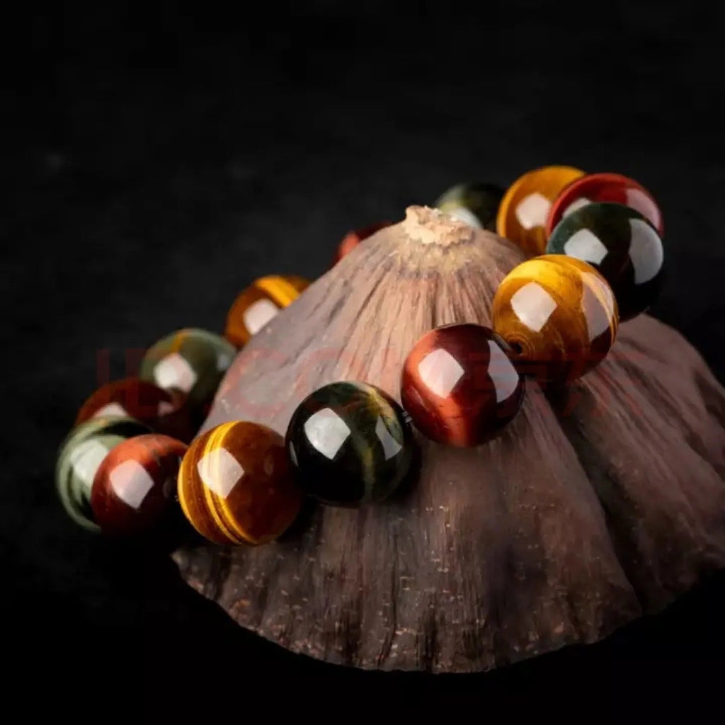 Natural Multicolor Tiger Eye Beaded Bracelet