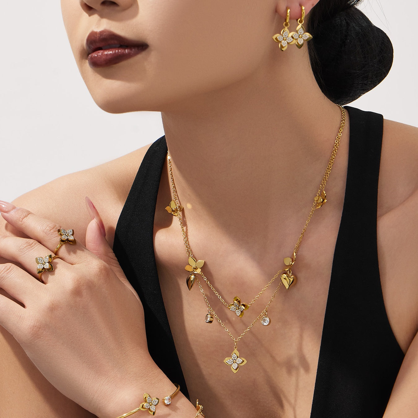 Minimalist Floral Jewelry Set