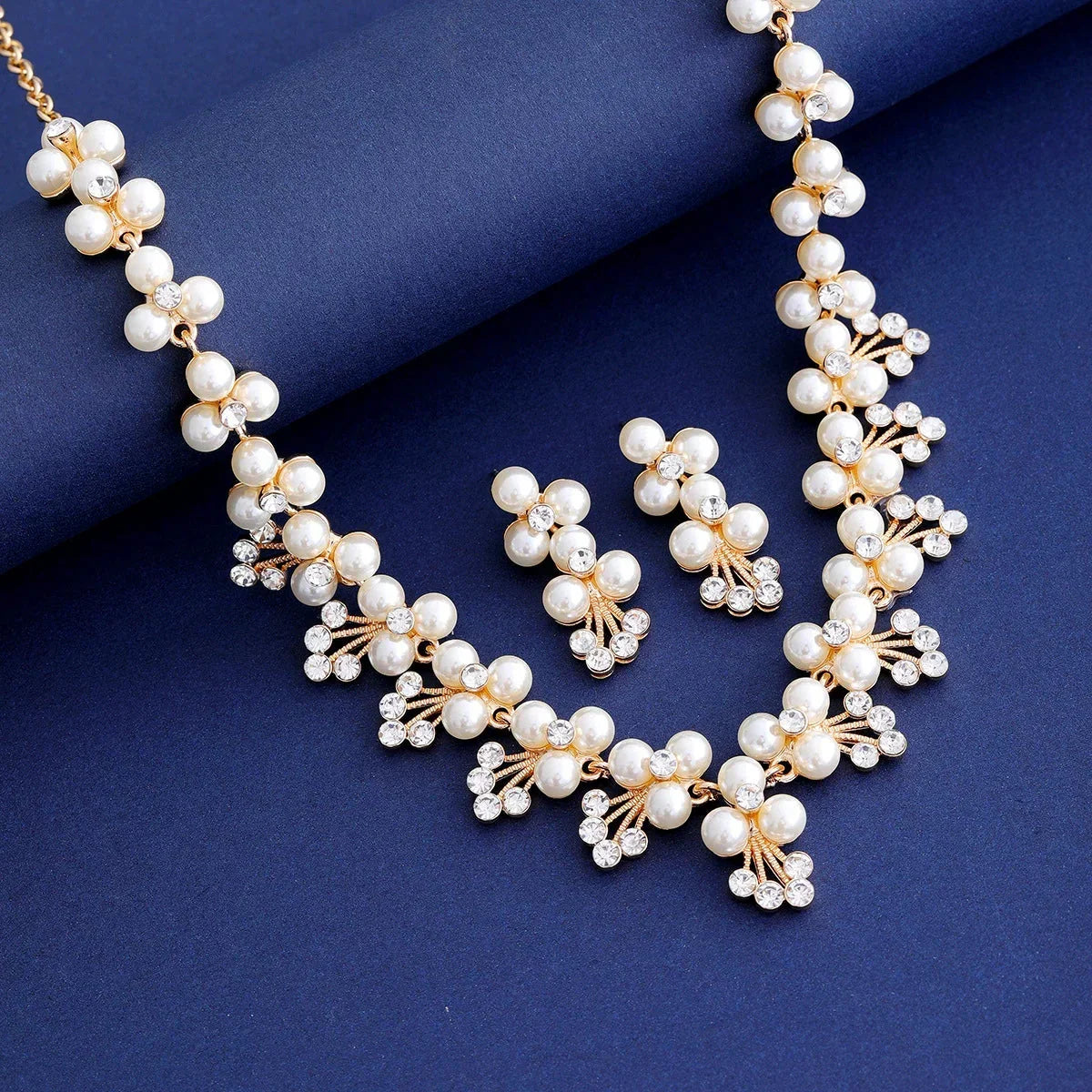Teardrop Pearl Necklace Earring Set