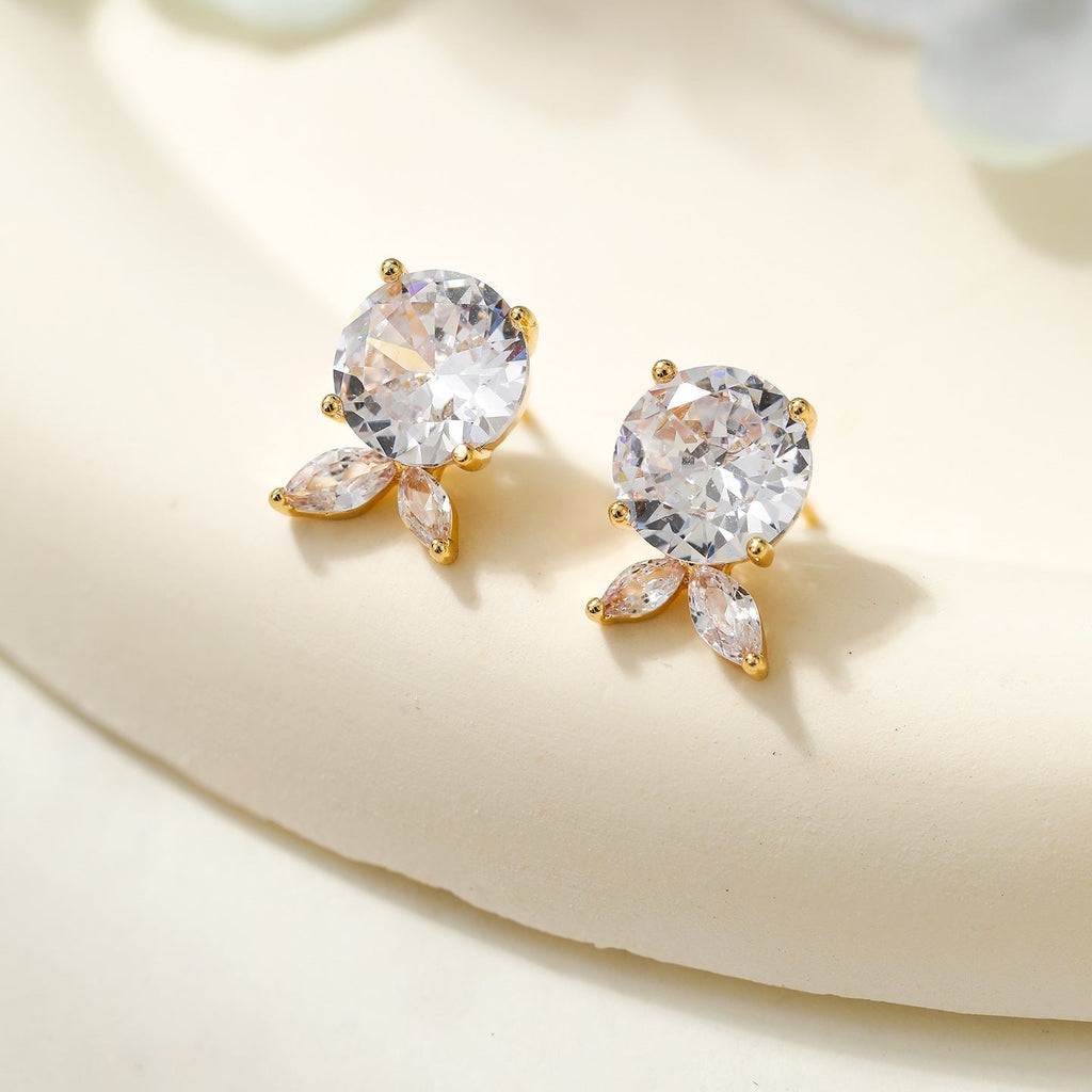 Ice Flower Amethyst Rose Stud Earrings