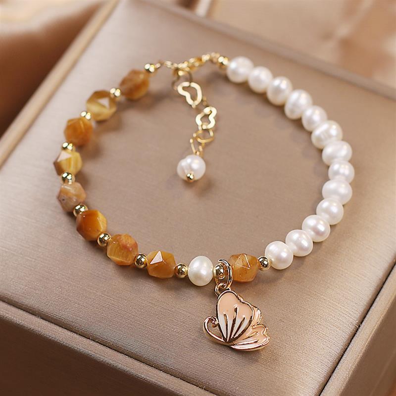 Summer Butterflies ? Freshwater Pearl & Agate Bracelet