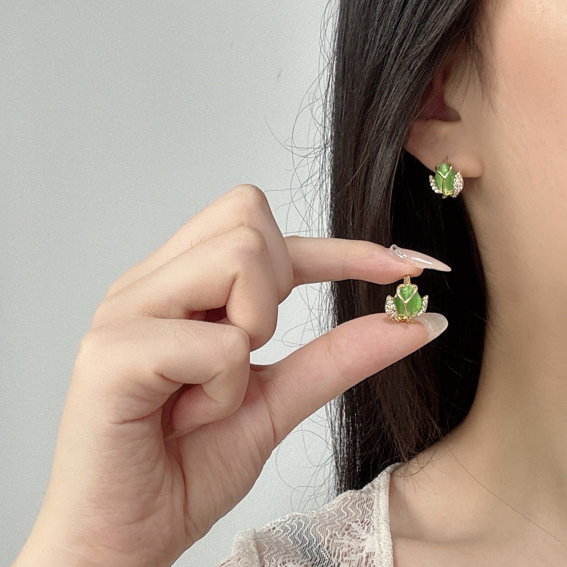 Tulip Blossom Pavé Drop Earrings