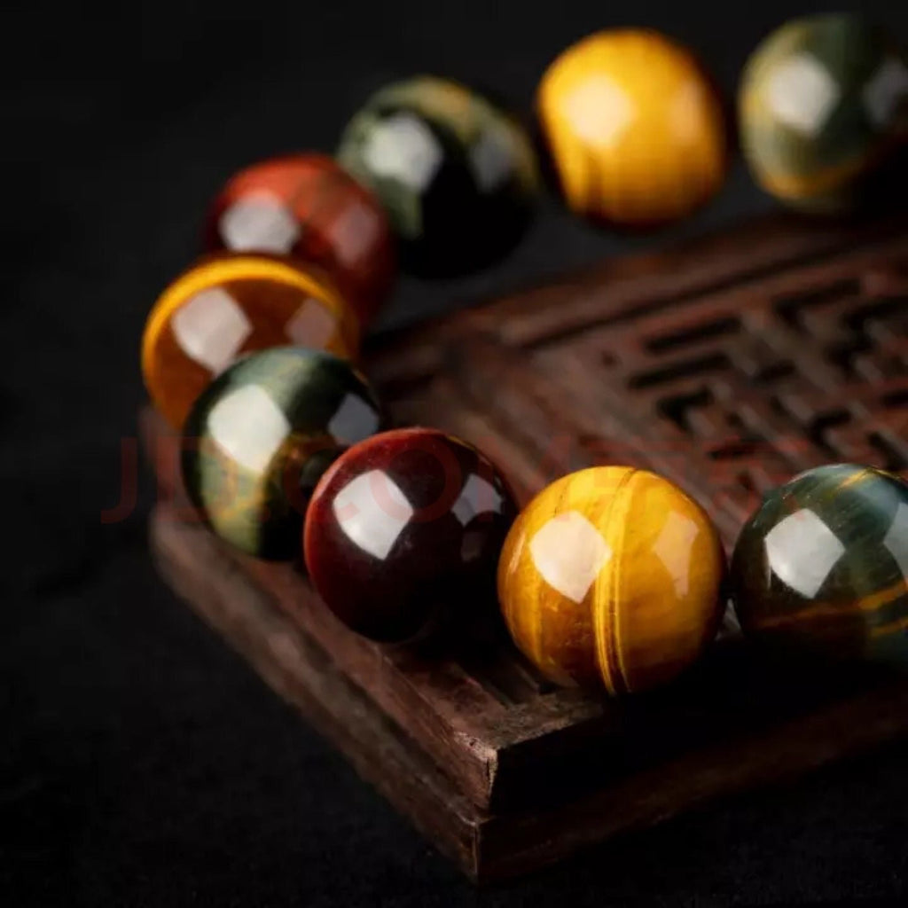 Natural Multicolor Tiger Eye Beaded Bracelet