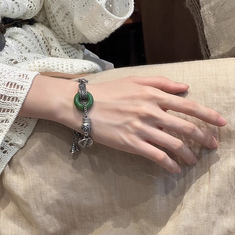 S925 silver jade peace buckle bracelet