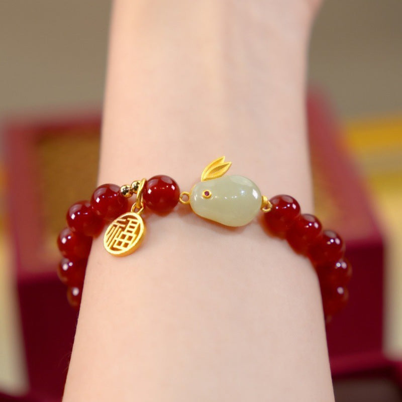 Lucky Rabbit ? Natural Red Agate Bracelet
