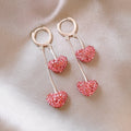 Delicate Double Heart Tassel Earrings