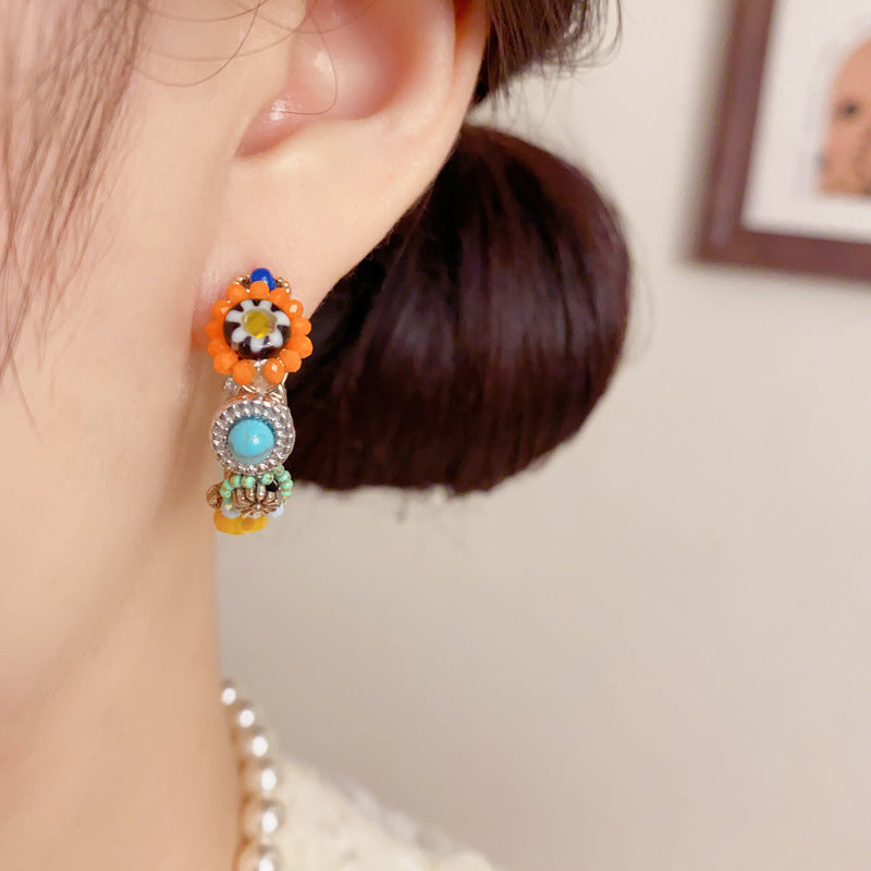Bohemian Multi-Layer Turquoise &amp; Citrine Earrings