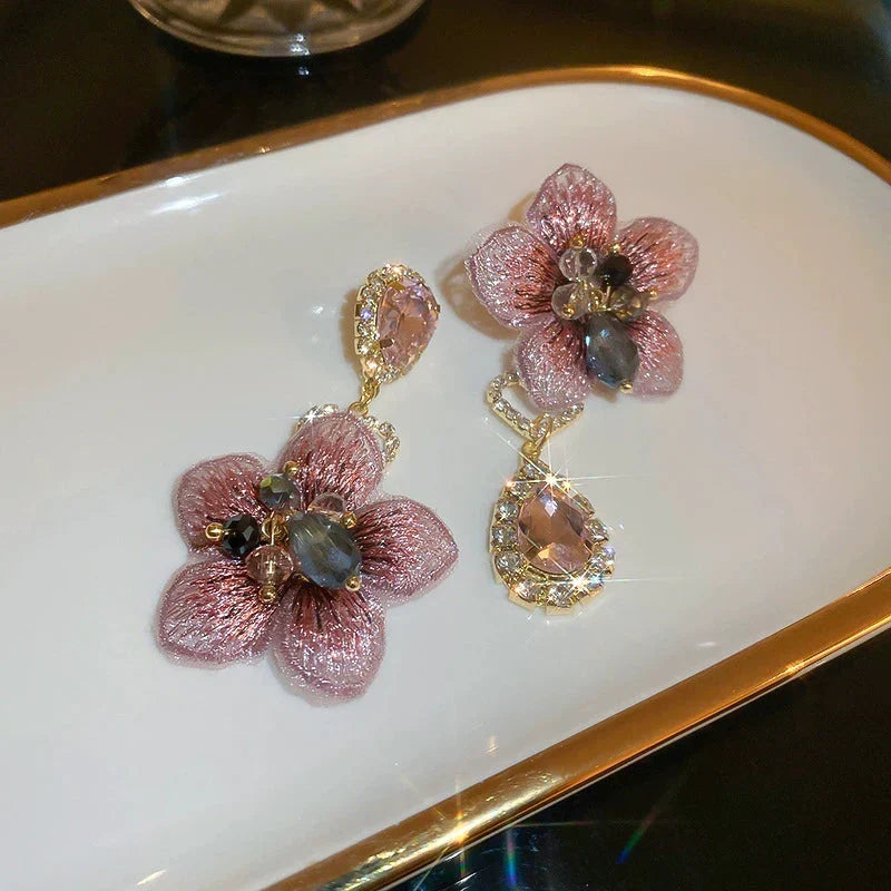Flower crystal earrings