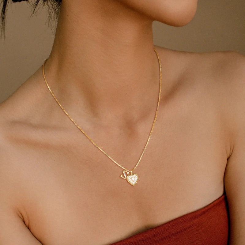 Personalized Pearl Heart Initial Necklace