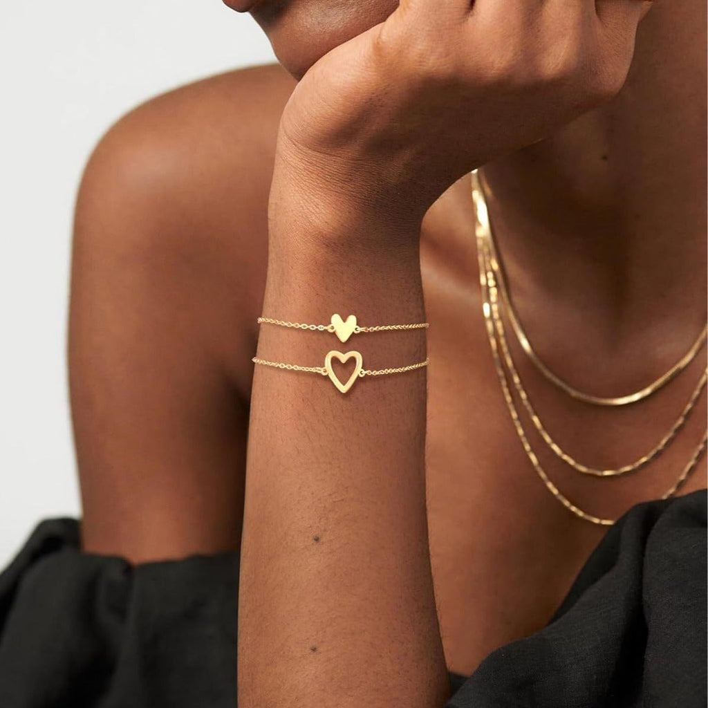 Heart Charm Bracelet Set