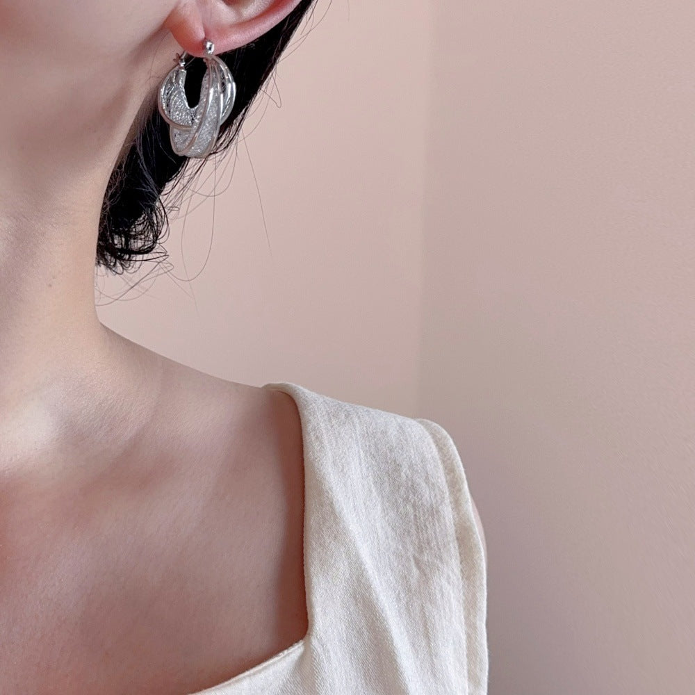 Double-Layer Mesh Wide Hoop Earrings