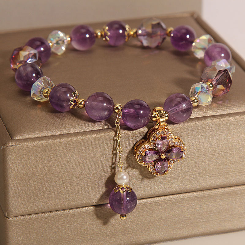 Four-leaf clover ? Amethyst Bracelet