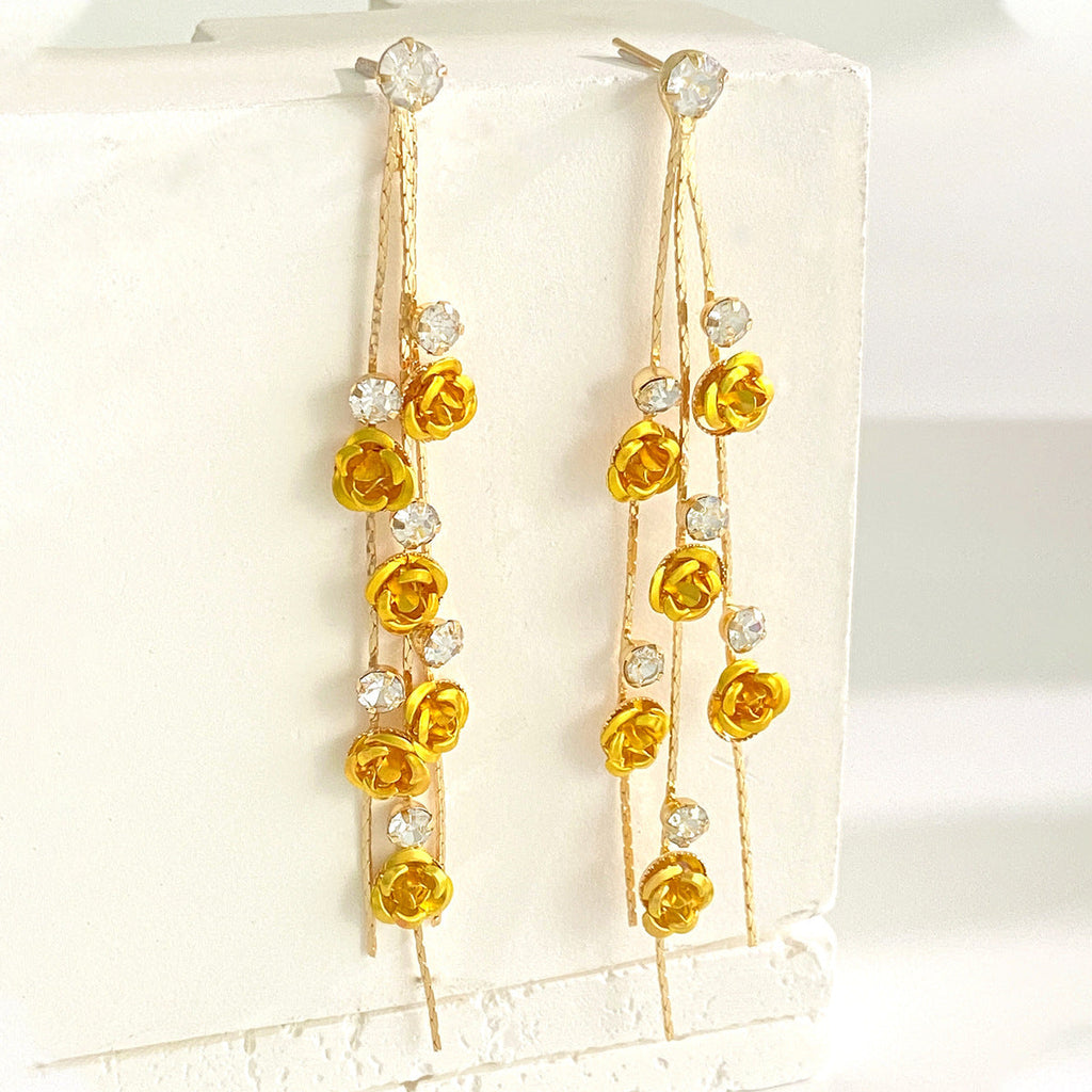 Floral Tassel Stud Earrings