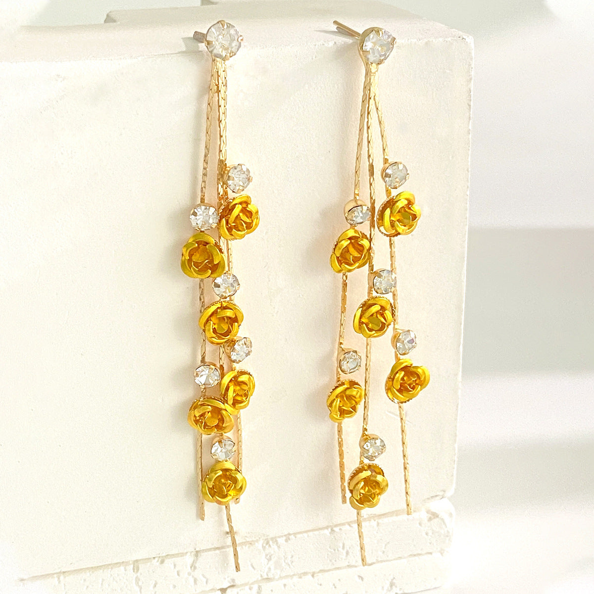 Floral Tassel Stud Earrings
