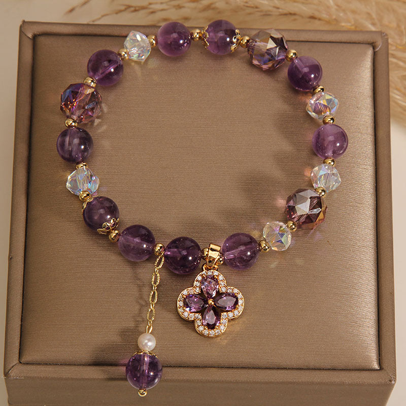 Four-leaf clover ? Amethyst Bracelet