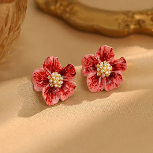 Begonia Petal • Pearl Earring