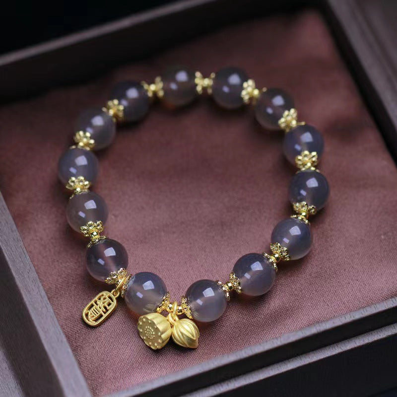 Lotus ? Gray Agate Bracelet