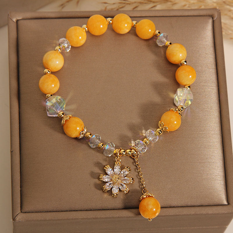 Chrysanthemum ? Natural Yellow Agate Bracelet