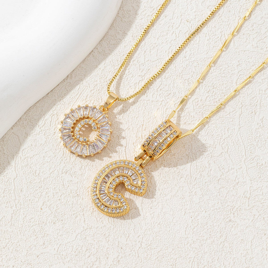 Iced-Out Initial Pendant Necklace