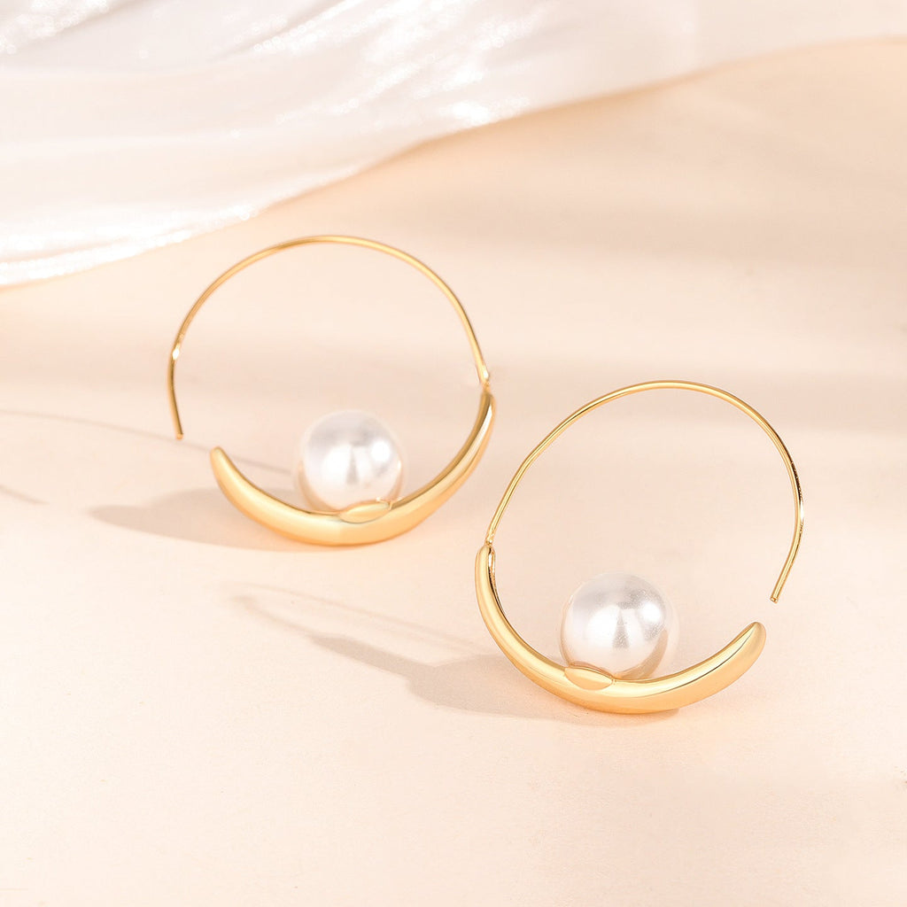 Minimalist Pearl Hoop Earrings