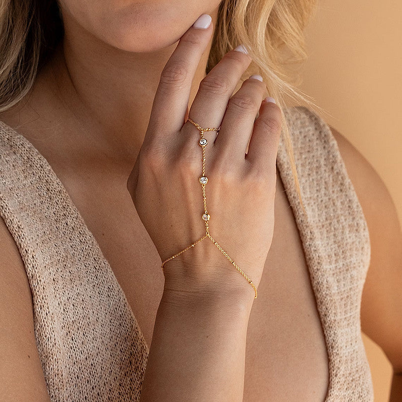 Leaf Diamond Hand Chain Bracelet