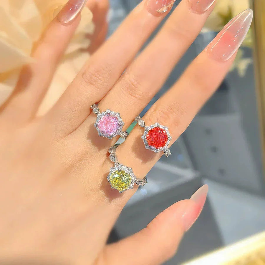 Light luxury rose cut diamond ring