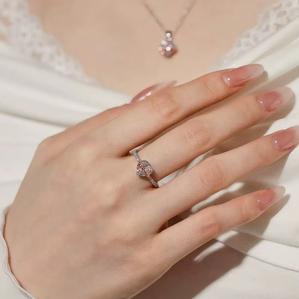 Bow Heart Moissanite Ring