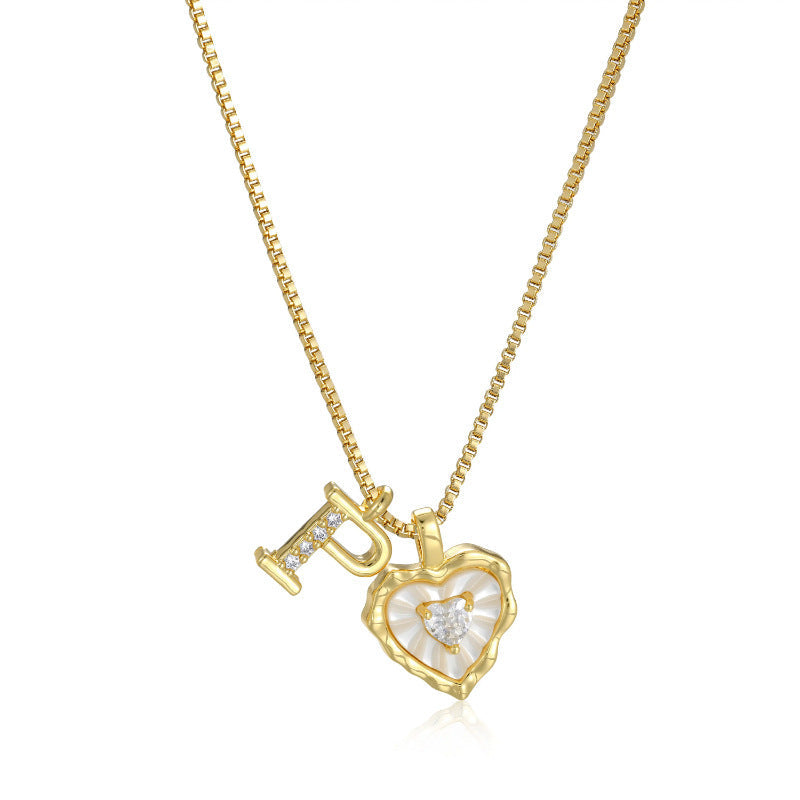 Personalized Pearl Heart Initial Necklace