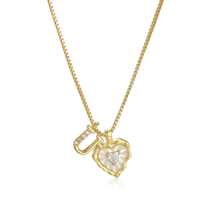 Personalized Pearl Heart Initial Necklace