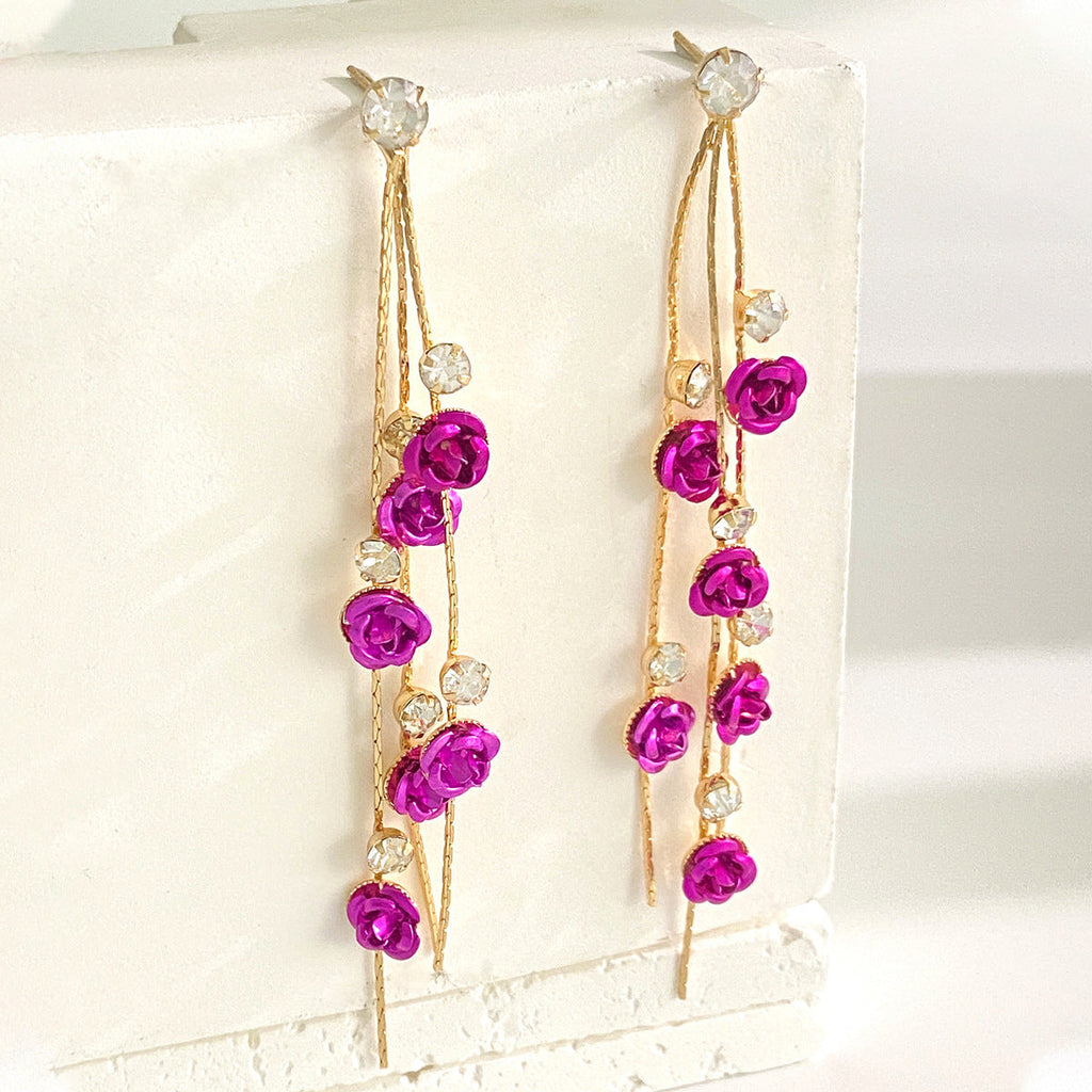 Floral Tassel Stud Earrings