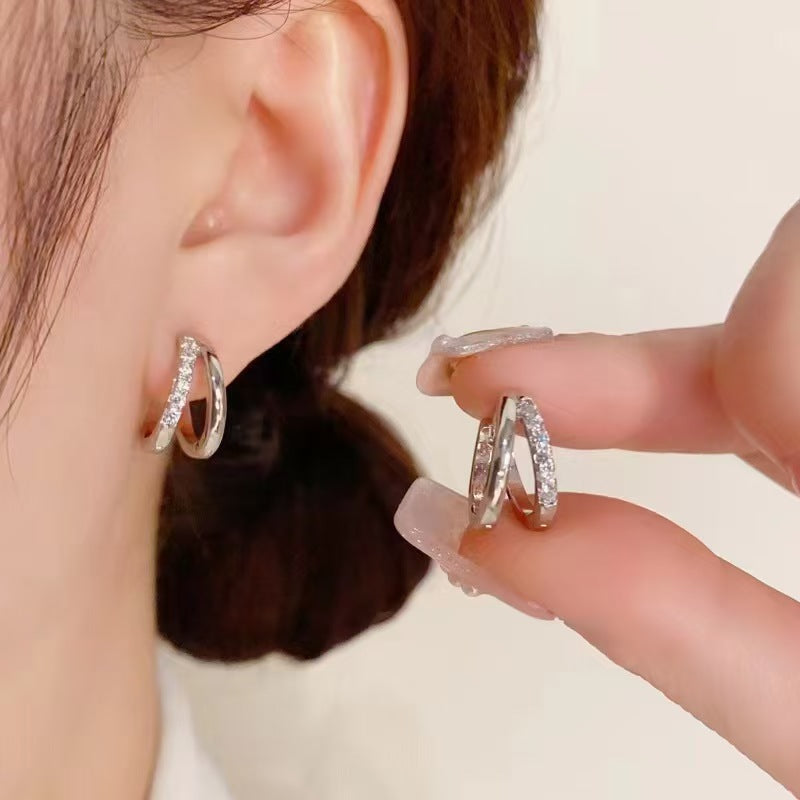 Double-Track Pavé Hoop Earrings