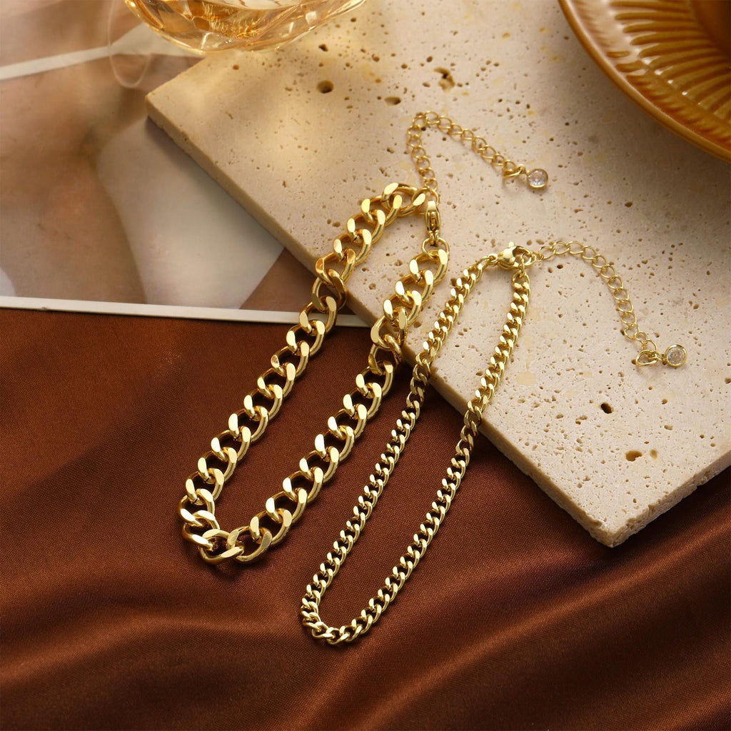 Double Layer Cuban Link Anklet Set