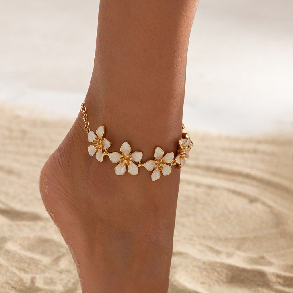 Bohemian Multi-Layer Enamel &amp; Natural Charm Anklet