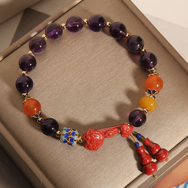 Cinnabar & Amethyst Bracelet