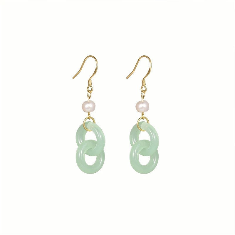 Jade Knot & Pearl Earrings